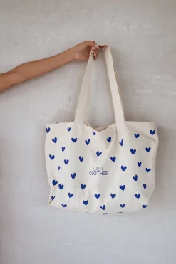 Sacs & Pochettes-EASY-CLOTHES Tote bag Easy Clothes - à coeurs bleus À coeurs bleus       