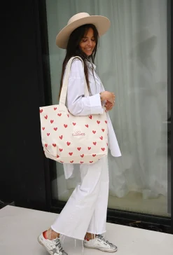 Sacs & Pochettes-EASY-CLOTHES Tote bag Easy Clothes - à coeurs rouges À coeurs rouges       