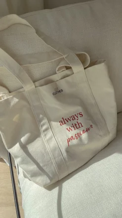 Sacs & Pochettes-EASY-CLOTHES Tote bag "Always with passion" - BlancEasy Clothes Blanc       