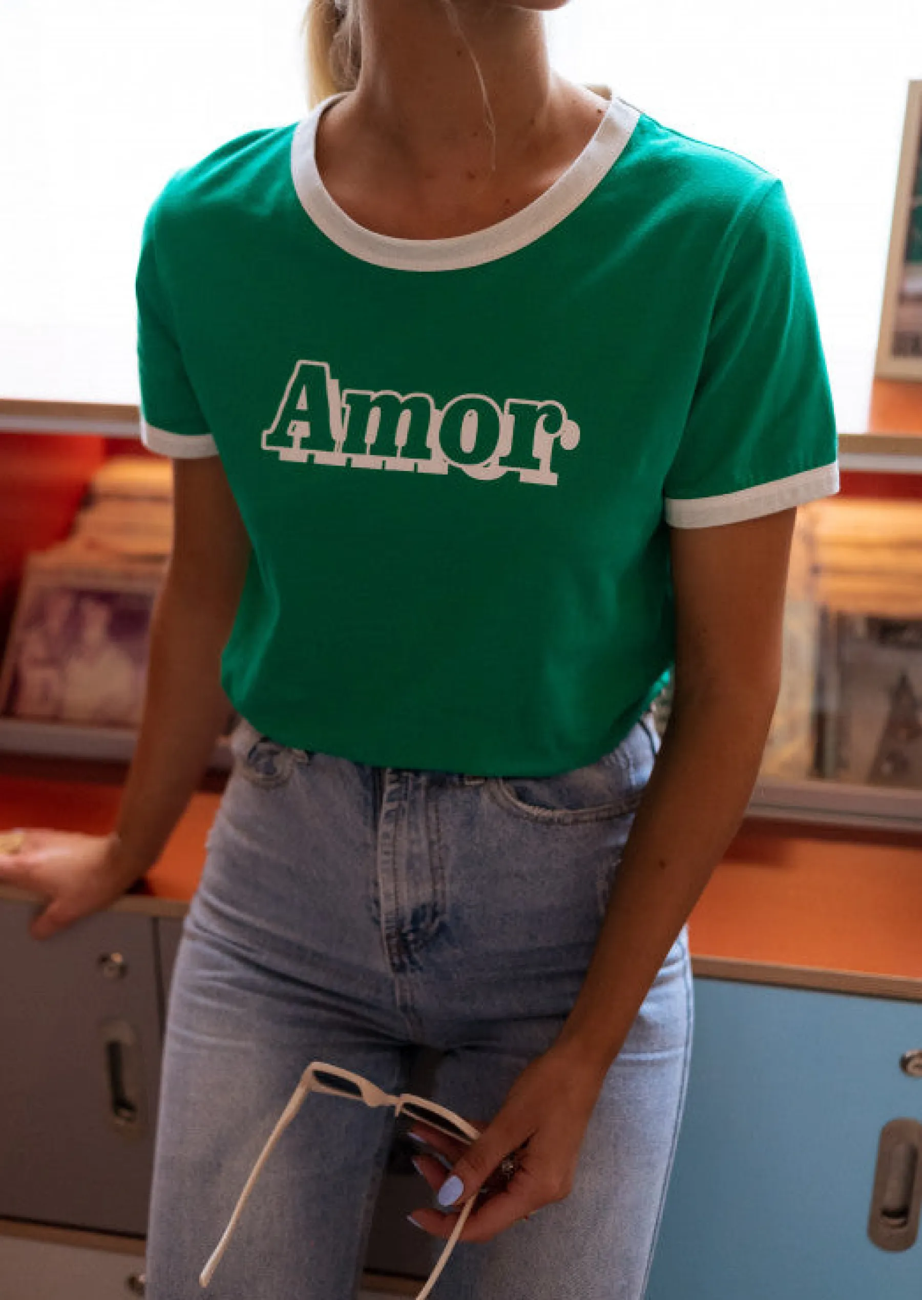 Tops & T-shirts-EASY-CLOTHES T-shirt Amor vert | T-shirt vert à imprimés | Prêt-à-porter en ligne | Easy Clothes Vert