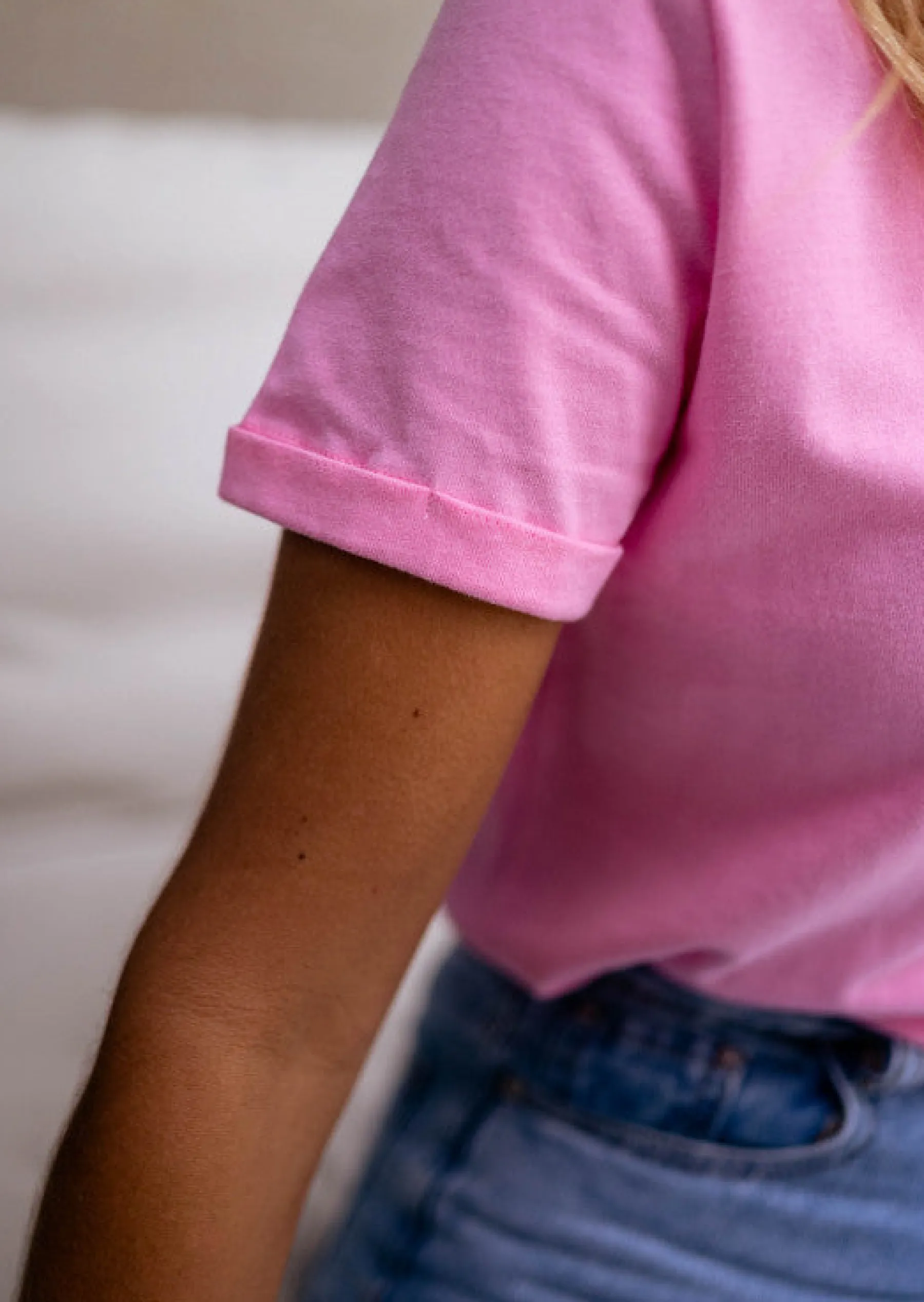 Tops & T-shirts-EASY-CLOTHES T-shirt Ayda rose | T-shirt rose à imprimés | Prêt-à-porter en ligne | Easy Clothes Rose