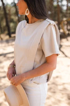 Tops & T-shirts-EASY-CLOTHES T-shirt Belen - beigeEasy Clothes Beige       