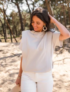 Tops & T-shirts-EASY-CLOTHES T-shirt Belen - beigeEasy Clothes Beige       