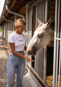 Tops & T-shirts-EASY-CLOTHES T-shirt Blanc - Iconic - Col Rond - 100% CotonEasy Clothes Blanc       