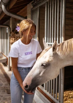Tops & T-shirts-EASY-CLOTHES T-shirt Blanc - Iconic - Col Rond - 100% CotonEasy Clothes Blanc       