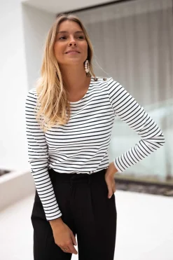Tops & T-shirts-EASY-CLOTHES T-shirt Ceren - à lignesEasy Clothes À lignes