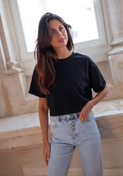 Tops & T-shirts-EASY-CLOTHES T-shirt Jady CREATION - noirEasy Clothes Noir       
