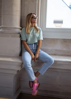 Tops & T-shirts-EASY-CLOTHES T-shirt Jane - vert d’eauEasy Clothes Vert d’eau