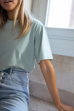 Tops & T-shirts-EASY-CLOTHES T-shirt Jane - vert d’eauEasy Clothes Vert d’eau