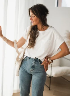 Tops & T-shirts-EASY-CLOTHES T-shirt Léone - blancEasy Clothes Blanc       