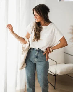 Tops & T-shirts-EASY-CLOTHES T-shirt Léone - blancEasy Clothes Blanc       
