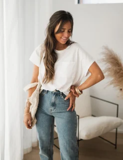 Tops & T-shirts-EASY-CLOTHES T-shirt Léone - blancEasy Clothes Blanc       
