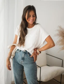 Tops & T-shirts-EASY-CLOTHES T-shirt Léone - blancEasy Clothes Blanc       
