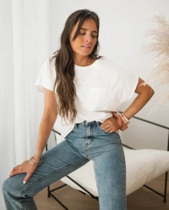 Tops & T-shirts-EASY-CLOTHES T-shirt Léone - blancEasy Clothes Blanc       