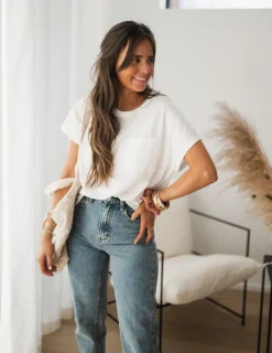 Tops & T-shirts-EASY-CLOTHES T-shirt Léone - blancEasy Clothes Blanc       