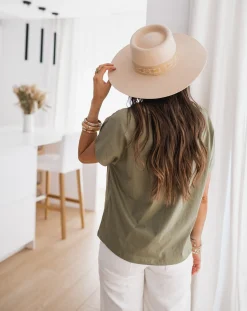 Tops & T-shirts-EASY-CLOTHES T-shirt Léone - kakiEasy Clothes Kaki       