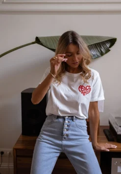 Tops & T-shirts-EASY-CLOTHES T-shirt Peace - blancEasy Clothes Blanc       