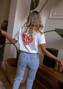 Tops & T-shirts-EASY-CLOTHES T-shirt Peace - blancEasy Clothes Blanc       