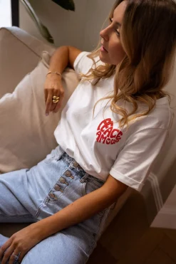 Tops & T-shirts-EASY-CLOTHES T-shirt Peace - blancEasy Clothes Blanc       