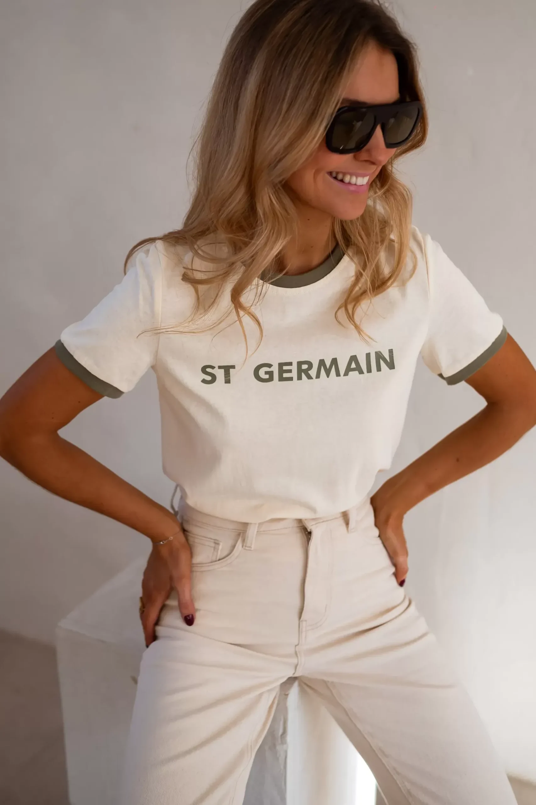 Tops & T-shirts-EASY-CLOTHES T-shirt Saint Germain - Beige & KakiEasy Clothes Beige et kaki