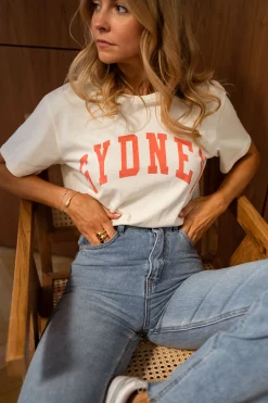 Tops & T-shirts-EASY-CLOTHES T-shirt Sydney - jaune pâleEasy Clothes Jaune pâle       